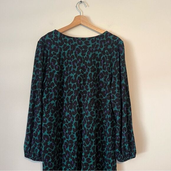 J. Jill Lightweight Ponte Knit Midi Dress NEW Size LP Green Leopard Animal Print - Picture 7 of 11